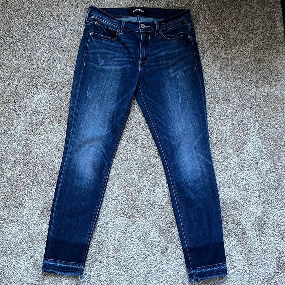 Express Raw Hem Straight Leg Jeans
